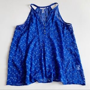 Anthropologie ZOA New York Silk Sheer Racerback Tank Royal Blue Size Medium